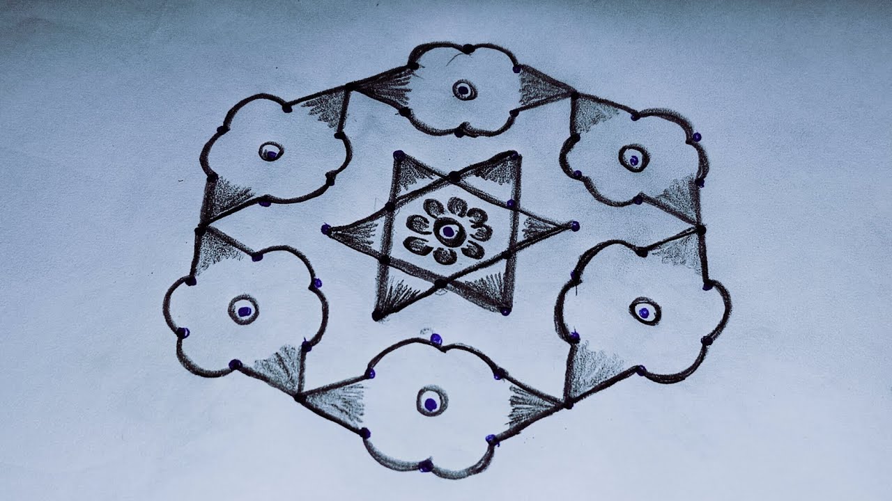 Simple 🌺 easy design ll traditional 🌺 muggulu ll festival 🌺 designsll Rangoli 🌺 designs ll muggulu 