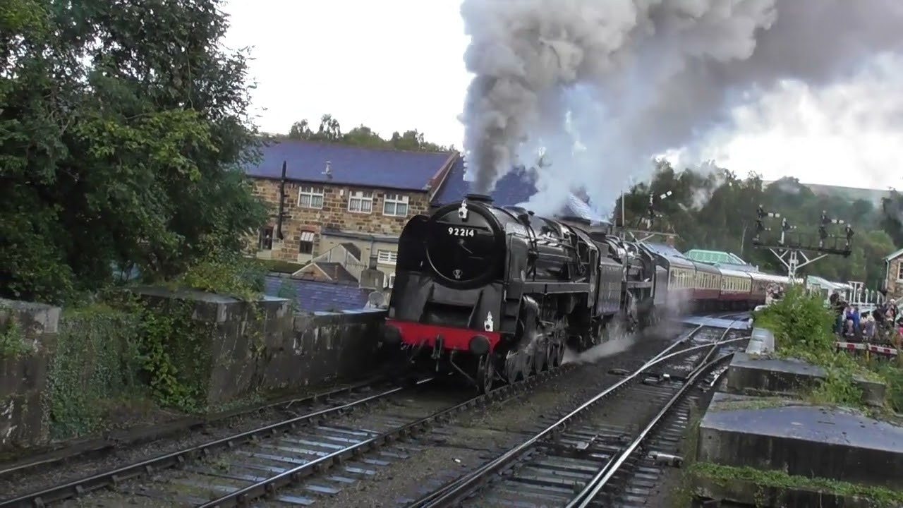 92214 and 92134 at Grosmont, at 11:42am on Saturday 23rd September 2023. Please subscribe.