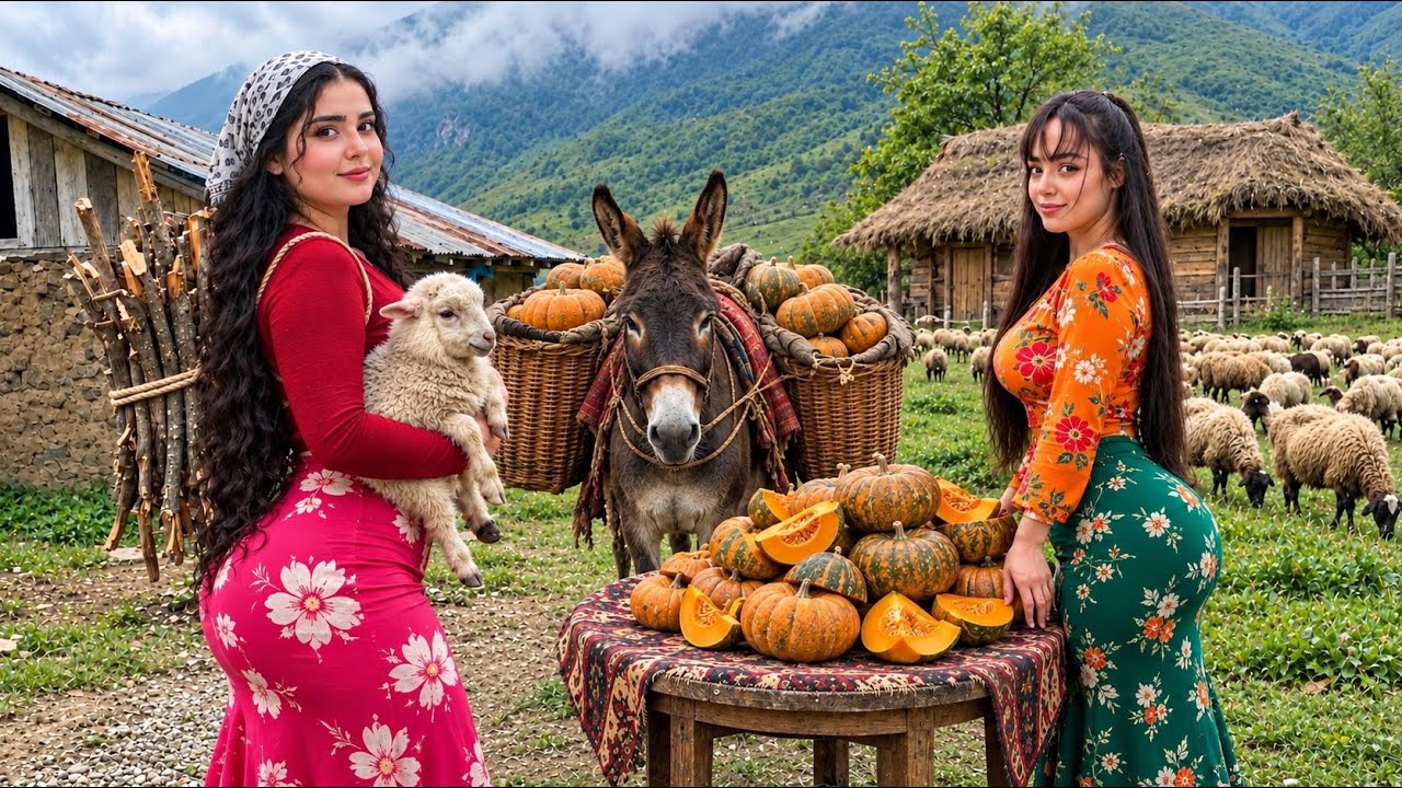 Hard Nomadic Life | Cooking Pumpkin in a Village Oven & Traditional Bread