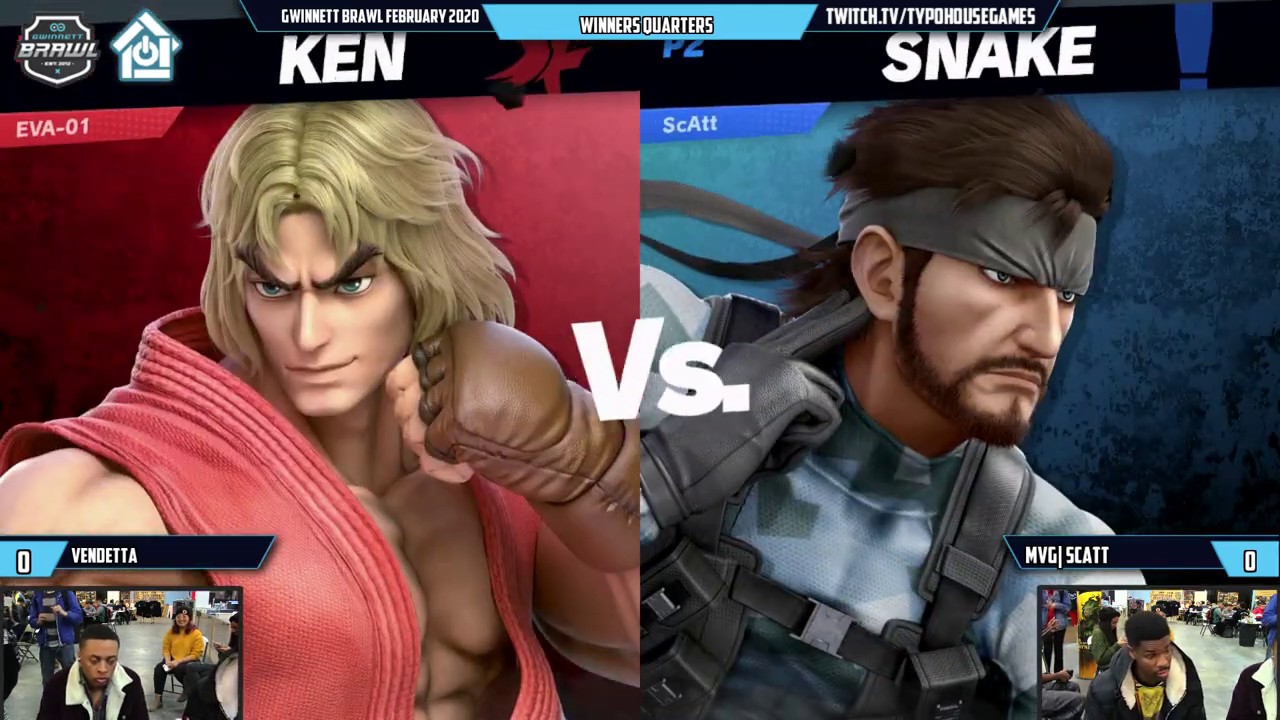 Gwinnett Brawl February 2020 - Vendetta(Ken) VS MVG| ScAtt(Snake/Megaman) - Winners Quarters