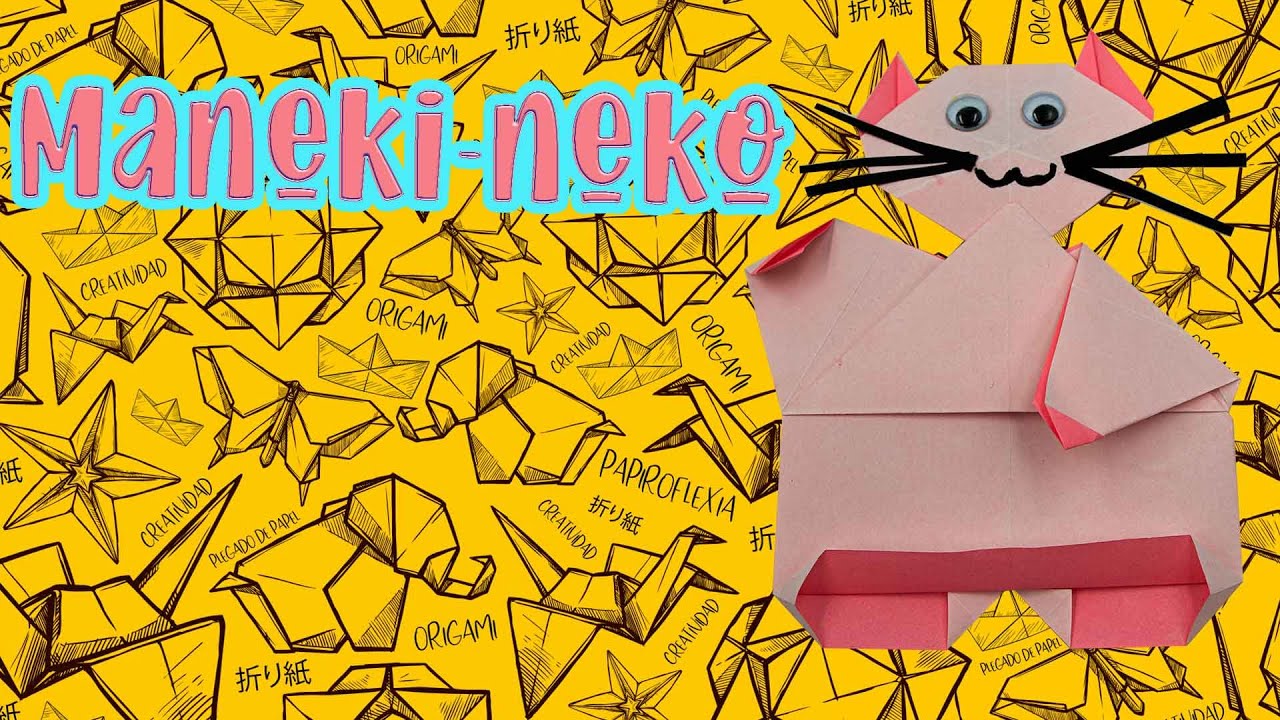 🐱🐱 Cómo hacer un gato de la suerte de papel  Maneki Neko MUY FÁCIL🐱🐱