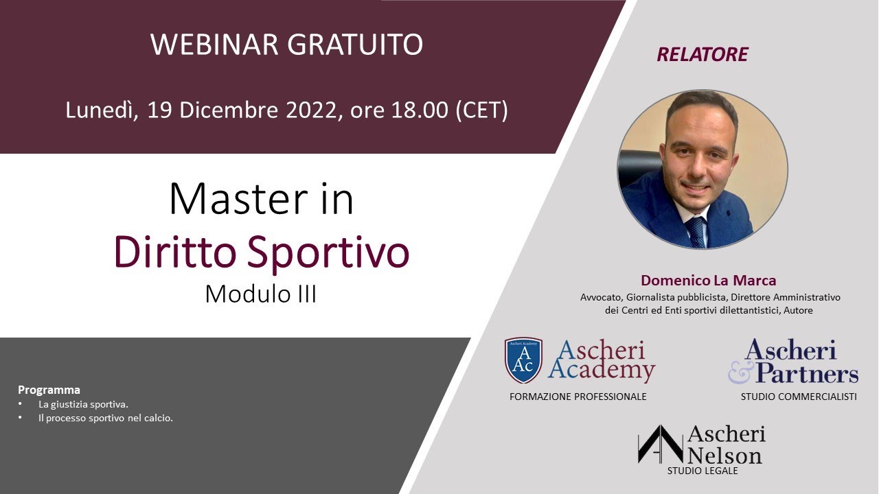 Master in Diritto Sportivo - Modulo III