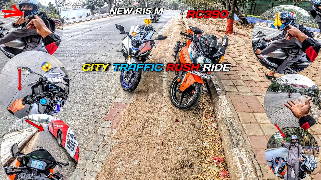 Yamaha R15M vs KTM RC390 - 😱 Crazy City Traffic Rush Ride! 🔥