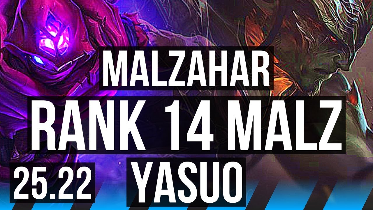 MALZAHAR vs YASUO (MID) | Rank 14 Malz | KR Master | 25.22
