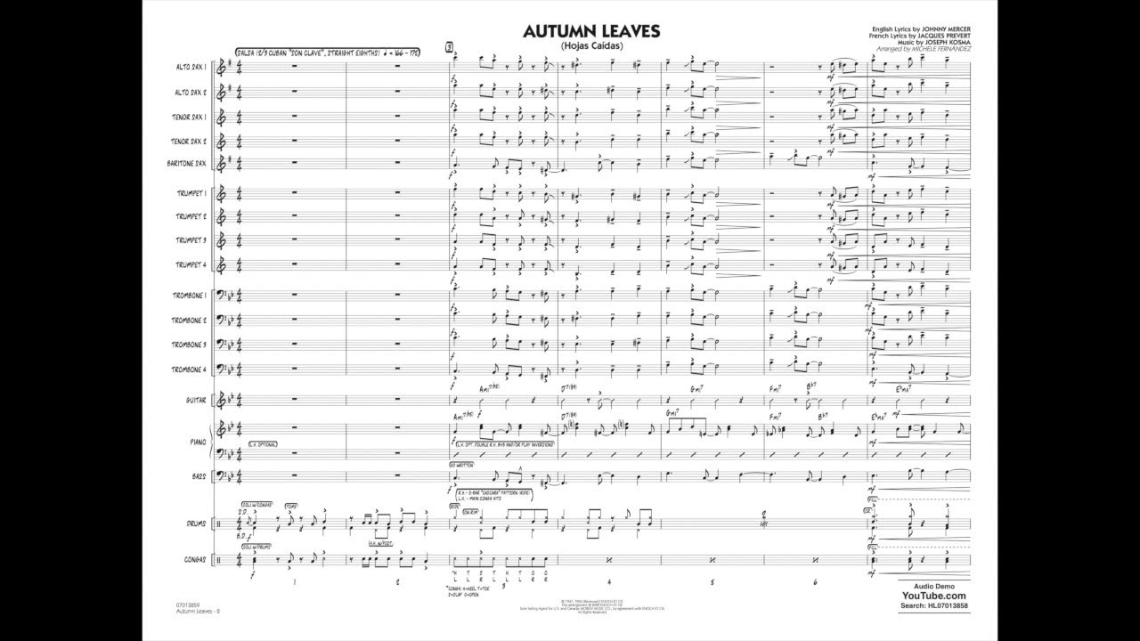 Autumn Leaves (Hojas Caídas) arranged by Michele Fernández