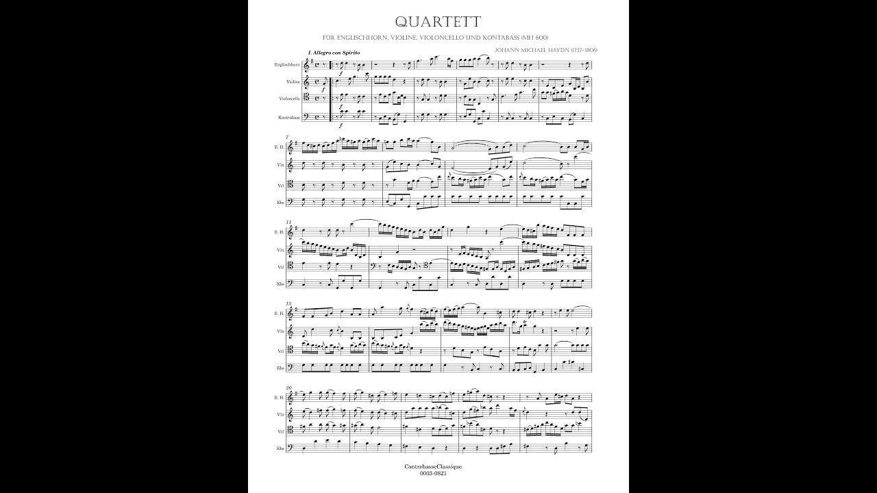 Michael Haydn – Quartett in C-Dur (Englischhorn, Violine, Violoncello & Kontrabaß)