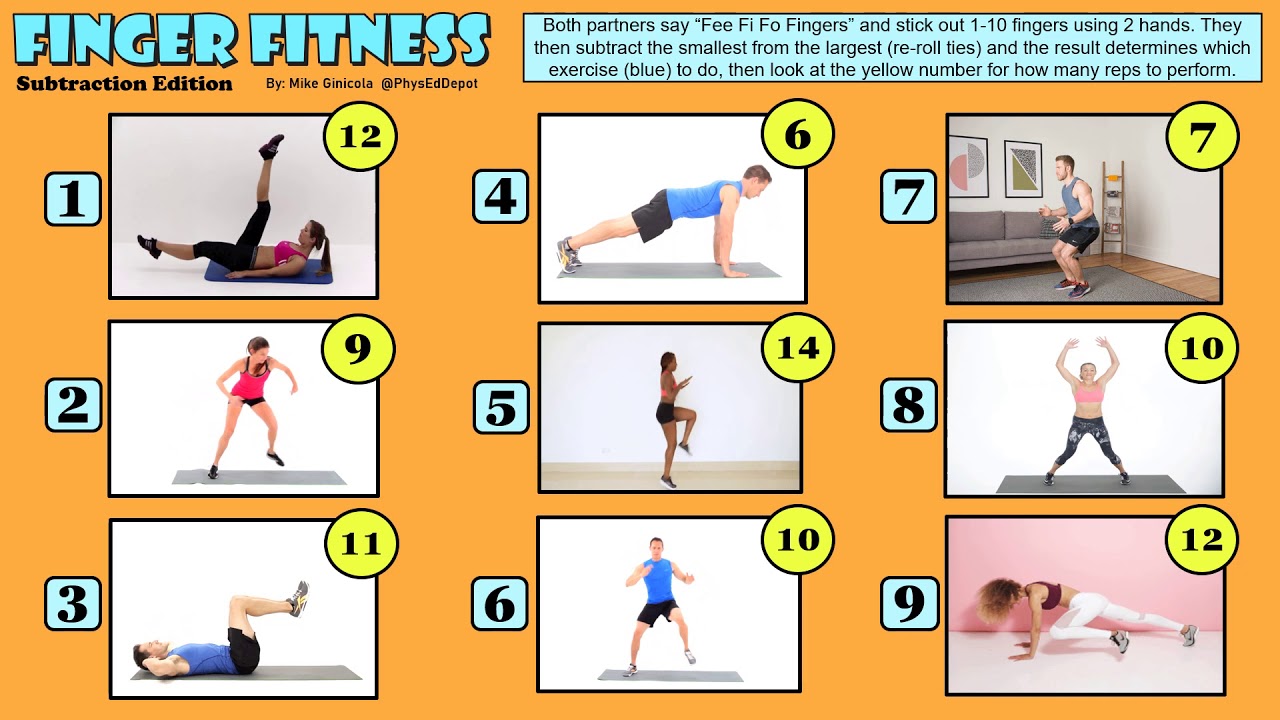 Finger Fitness Math Subtraction Edition - At Home PE Distance Learning