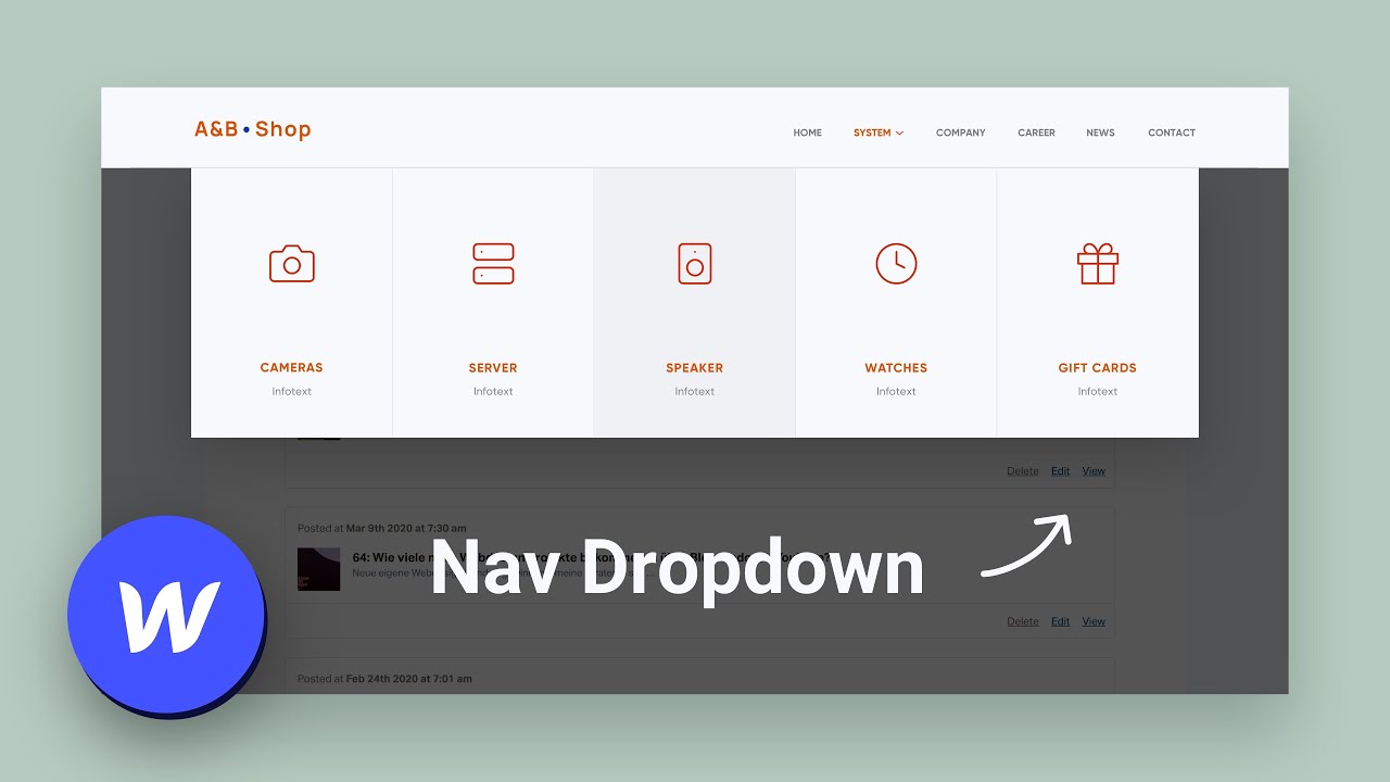 Webflow Navigation Dropdown – Mega Menu Tutorial (deutsch)