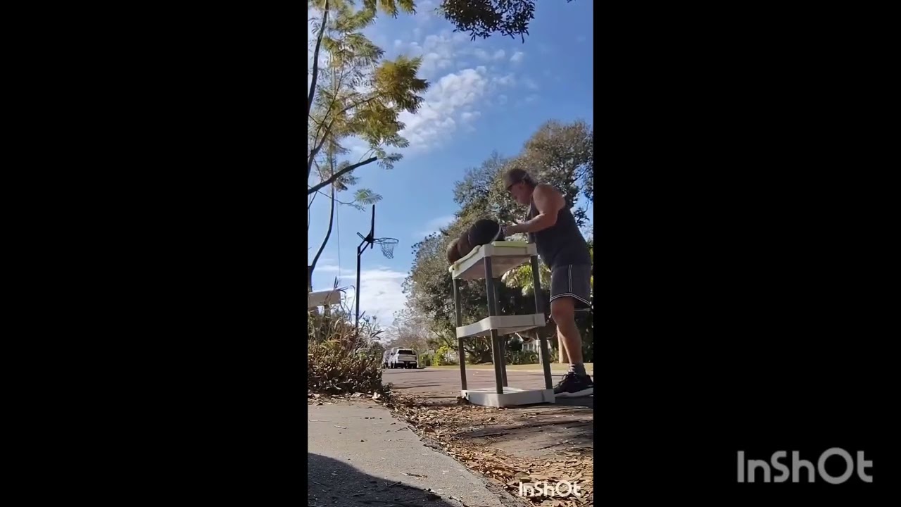 60 year old Hooper uses make shift ball rack to simulate NBA 3 point shooting contest