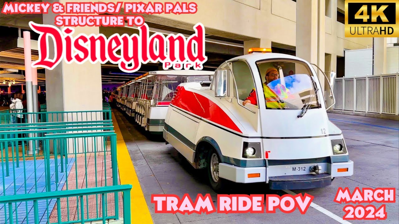 Disneyland Tram in 4K- Mickey and Friends/ Pixar Pals Parking Structure to Disneyland Main Entrance