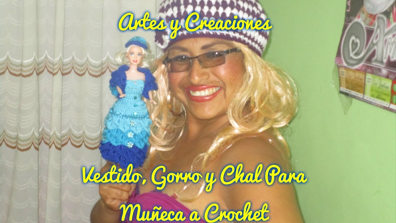 VESTIDO, GORRO Y CHAL PARA MUÑECA TEJIDO A CROCHET - 1ERA. PARTE