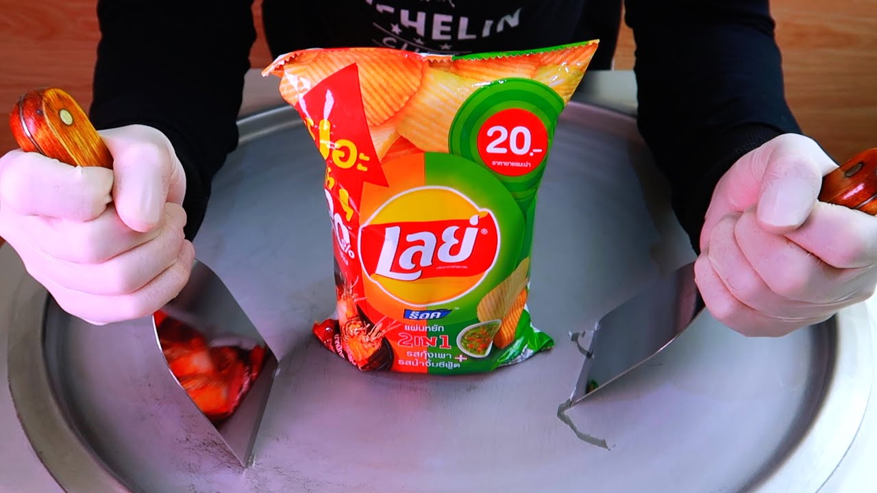 LAY'S -Potato Chips tai ice cream rolls street food - ايسكريم رول ليز شيبس