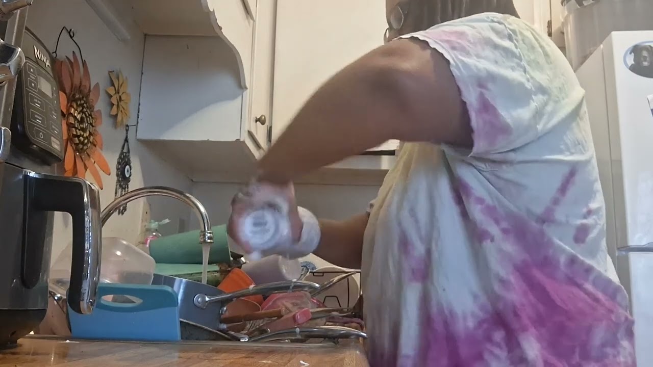 Doing the Dishes Cleaning the Microwave and Table