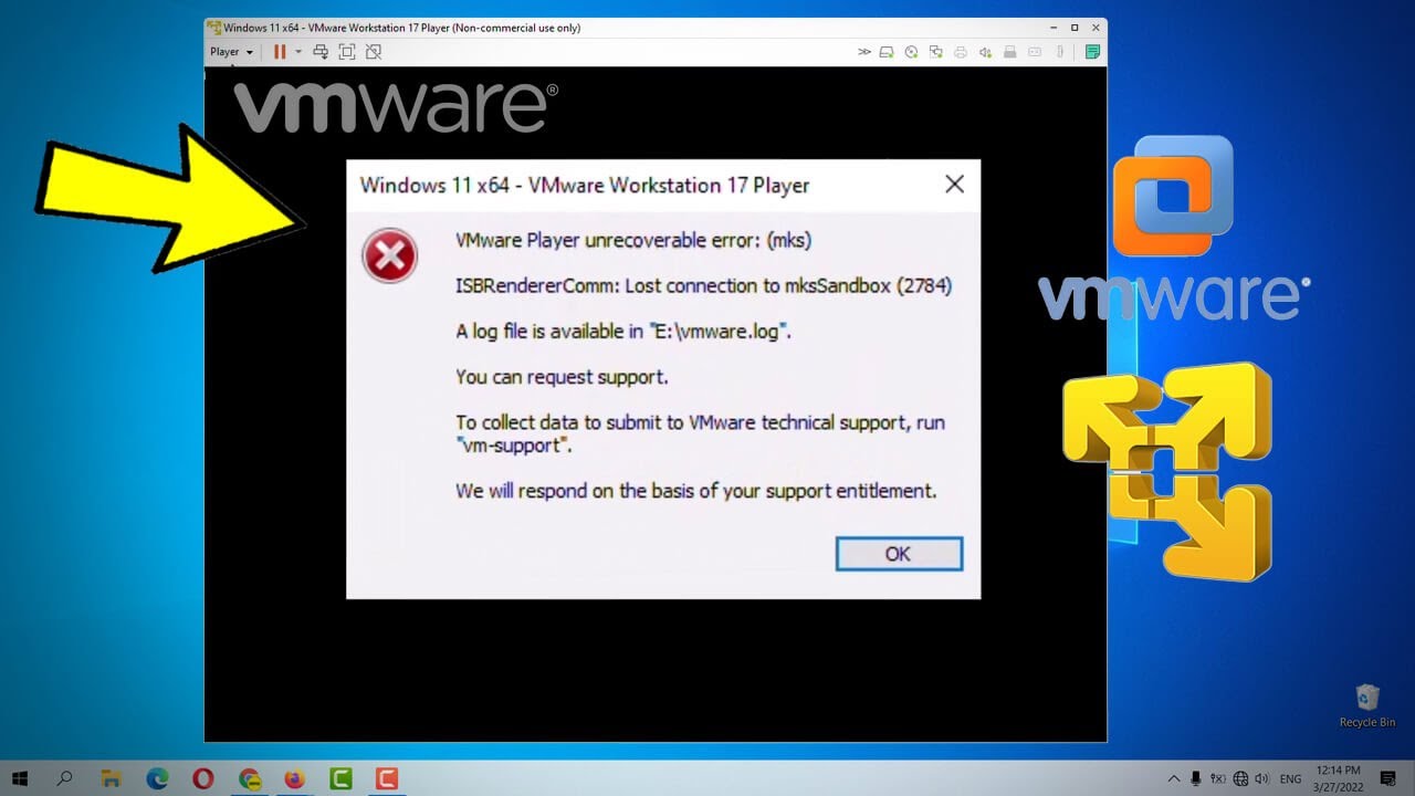 Fix VMware player unrecoverable error: (mks) | How To Solve vmware Workstation unrecoverable error