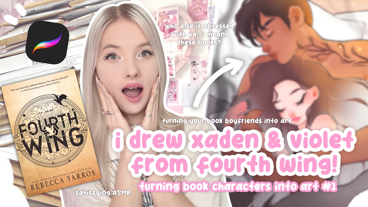 asmr turning book characters into art! #1 ♡ xaden riorson and violet sorrengail from fourth wing ♡
