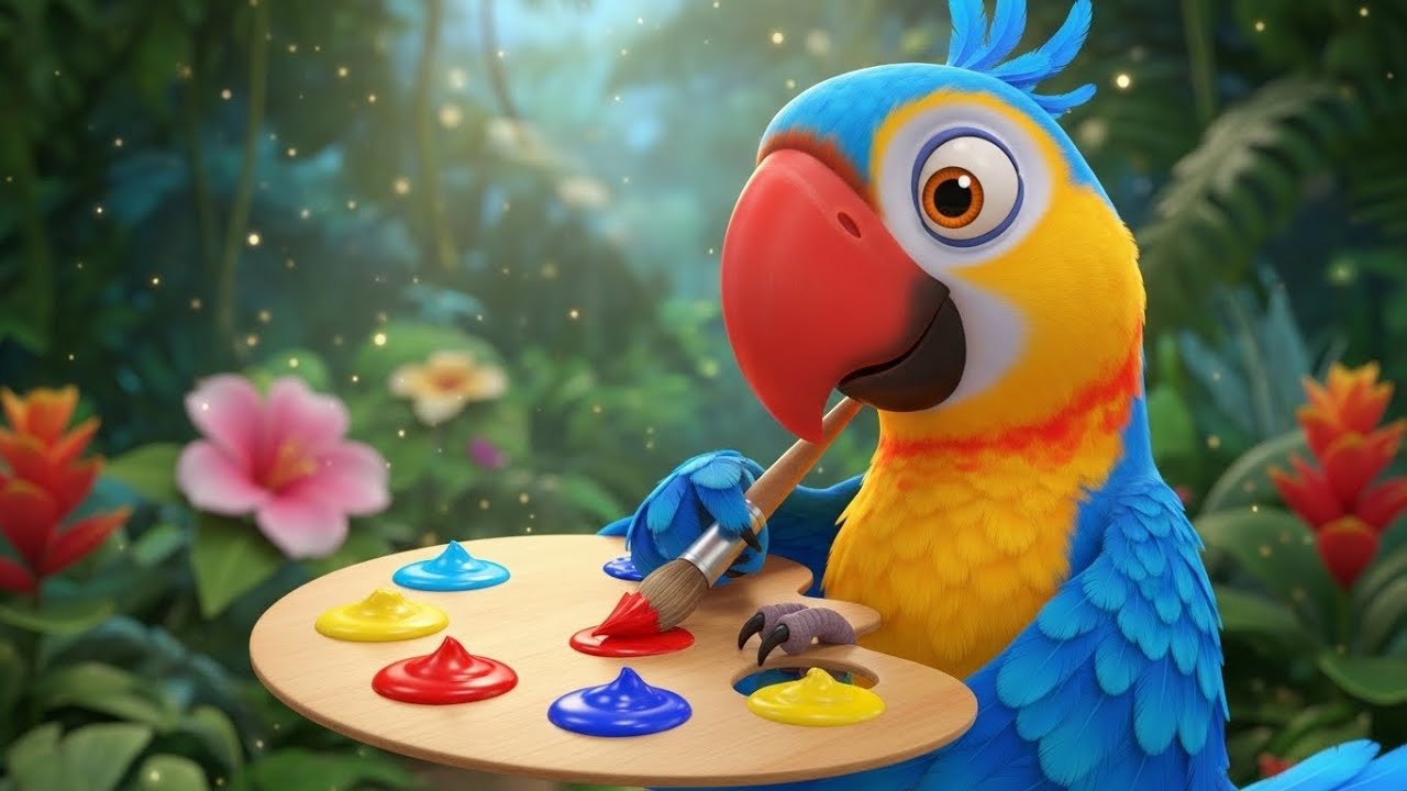 Parrot Paints a Picture 🦜🎨 | Fun Art & Animal Song for Kids | Nursery Rhymes & Learning