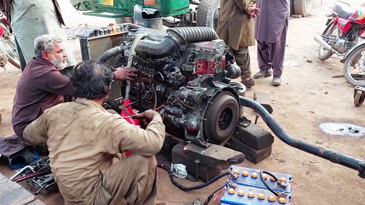 Hino truck JO8C engine overhaul fitting Process and start the Engine