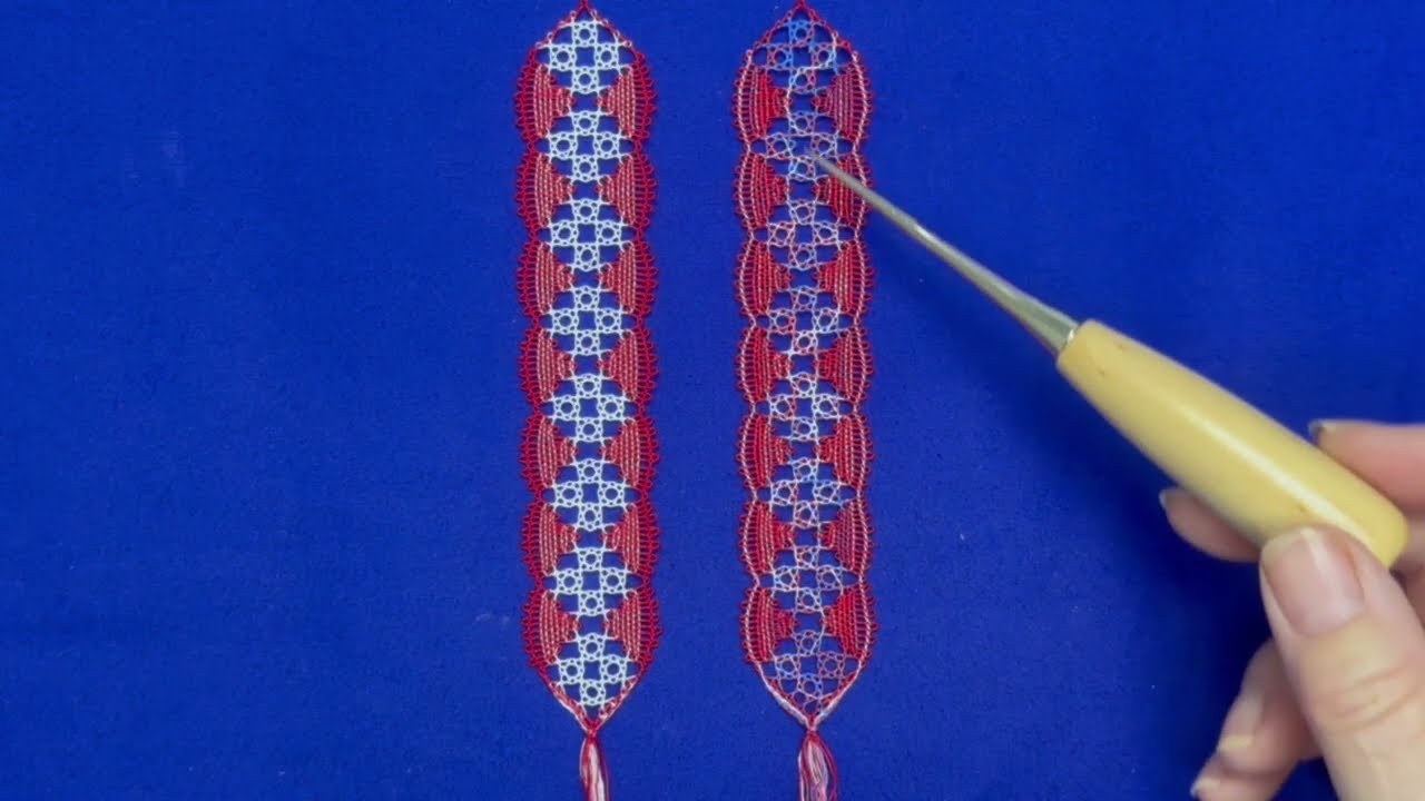 Torchon beginners #5 - Fan and roseground bookmark