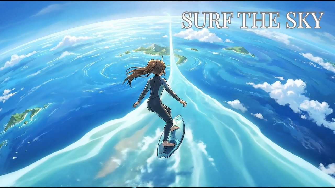 Surfing Above the World 🌊 1 Hour Anime Dream Ambience | Relax • Calm • Escape