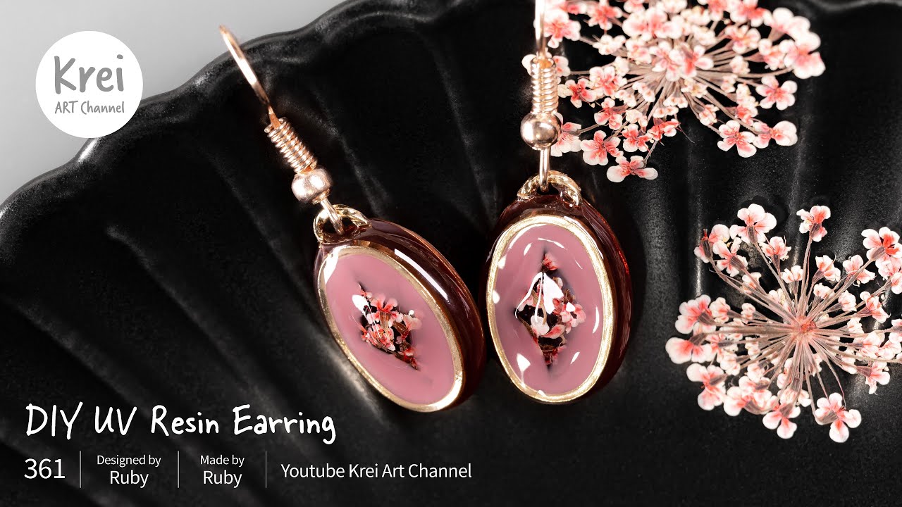 【しUV レジン】DIYでドライフラワーを使ってイヤリングを作りました〜♪ UV Resin -DIY Dried Flower in UV Resin Earring!!