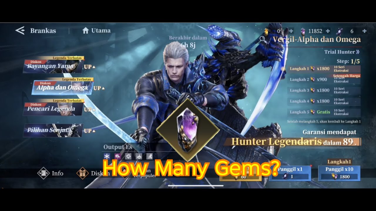 HOW MANY GEMS TO GET ALPHA AND OMEGA VERGIL - DEVIL MAY CRY PEAK OF COMBAT