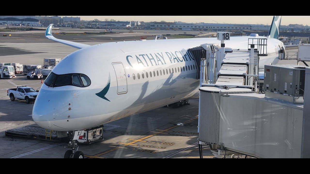 Cathay Pacific Airways (CX841) A350-1000 takeoff from New York John F. Kennedy to Hong Kong