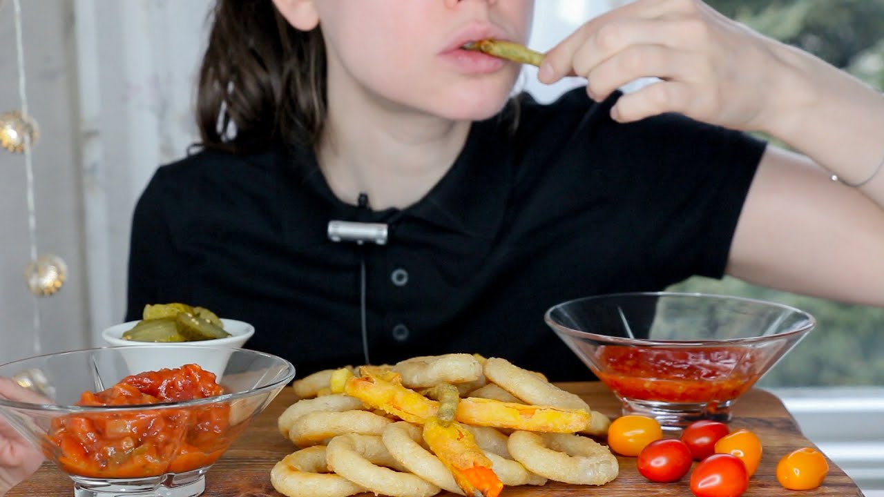 Oh No! 😱 Guilty Pleasure Food! | Crunchy Onion Rings & Vegetable Fries With Dip | ASMR | No Talking
