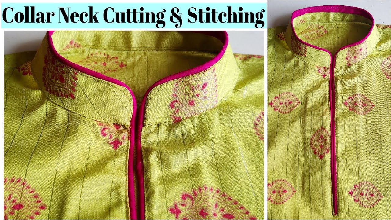 Collar Neck Cutting And Stitching | Band Collar | Stitch By Stitch