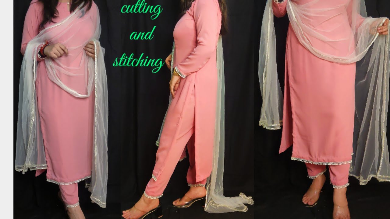 2.5 मीटर कपड़े से बनाए कुर्ती और पैंट/straight pant with kurti Full cutting and stitching #plazo