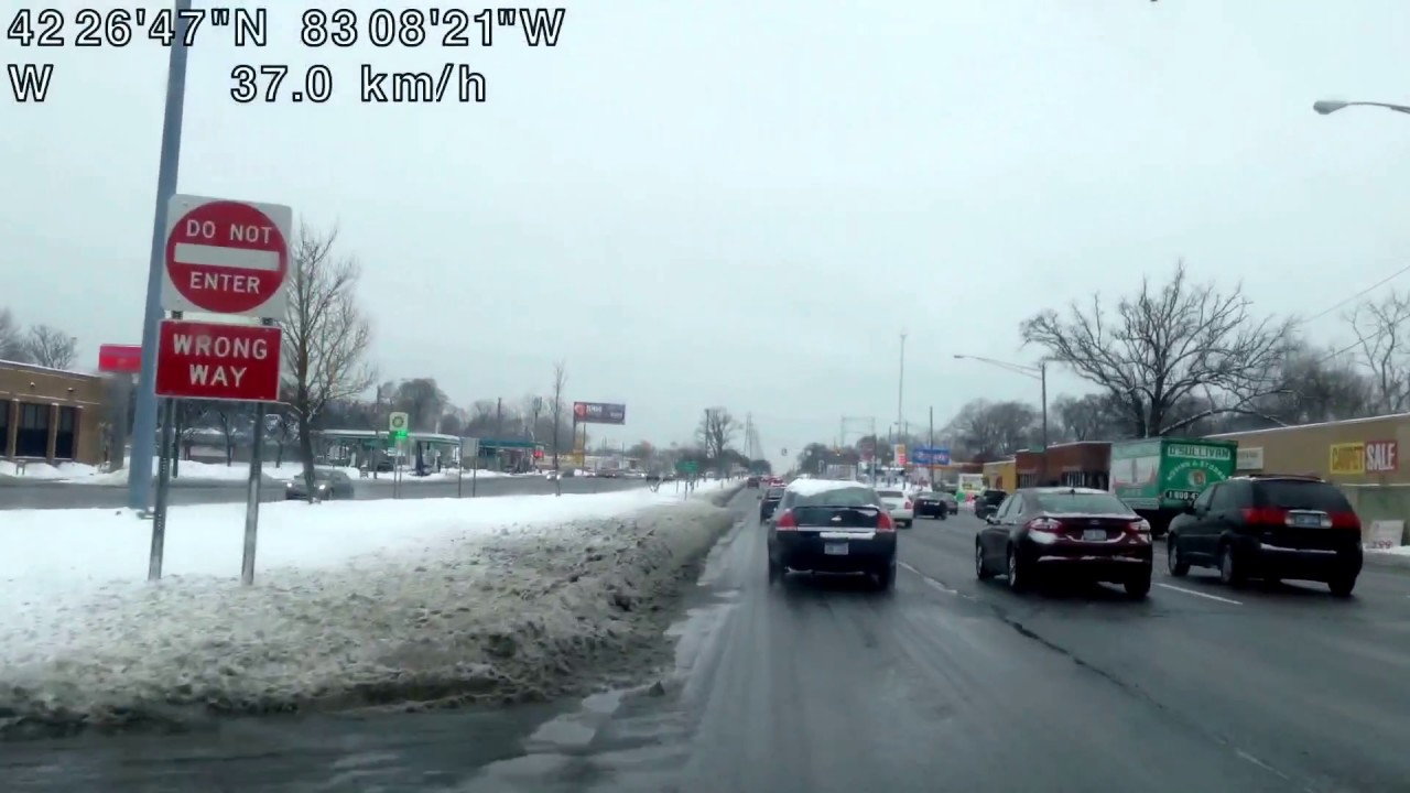 Sleet, Freezing Rain, Snow : Drive from Warren, Michigan to Dearborn, Michigan 🇺🇸
