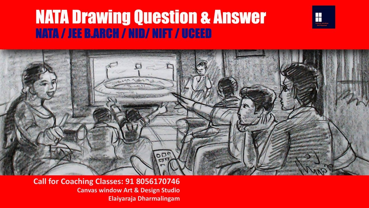 NATA Old Question & Answer   Watching Cricket Match JEEBArch NID NIFT UCEED Drawing Tutorial