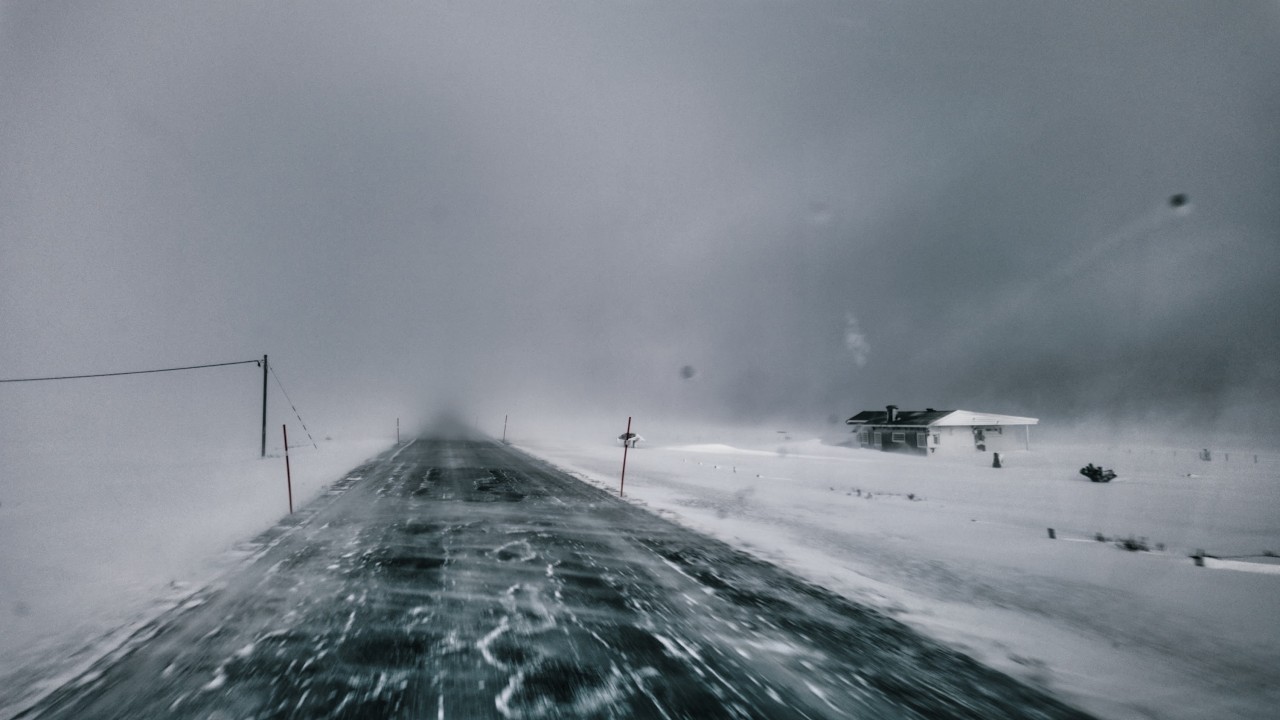 Norway Blizzard Relaxing Winter Snowy Drive Tour. Heavy Snow Storm & Ice Roads, Ambient ASMR sounds