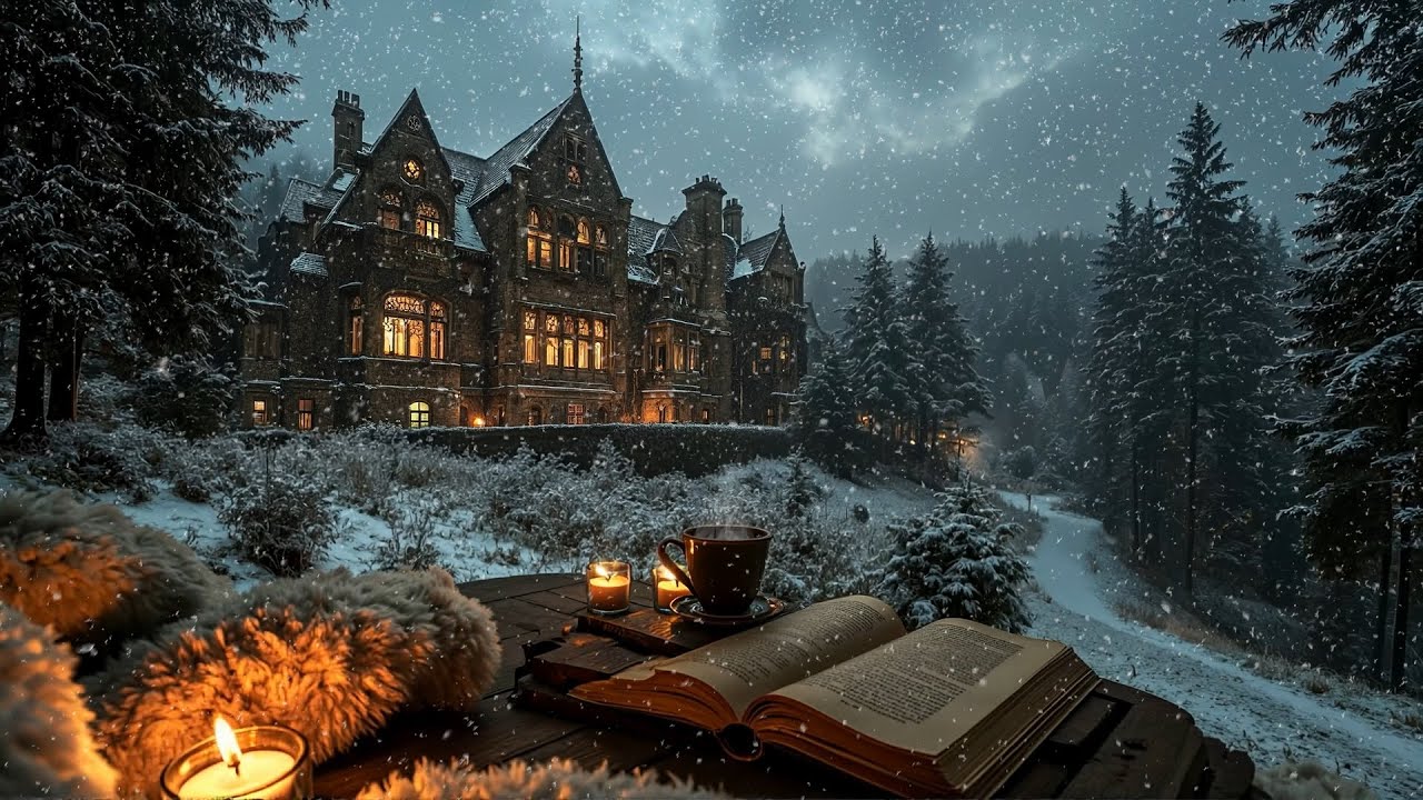 Reading by Candlelight at a Snowy Gothic Manor ~ Winter Ambience |Dark Academia Piano for Calm,Study
