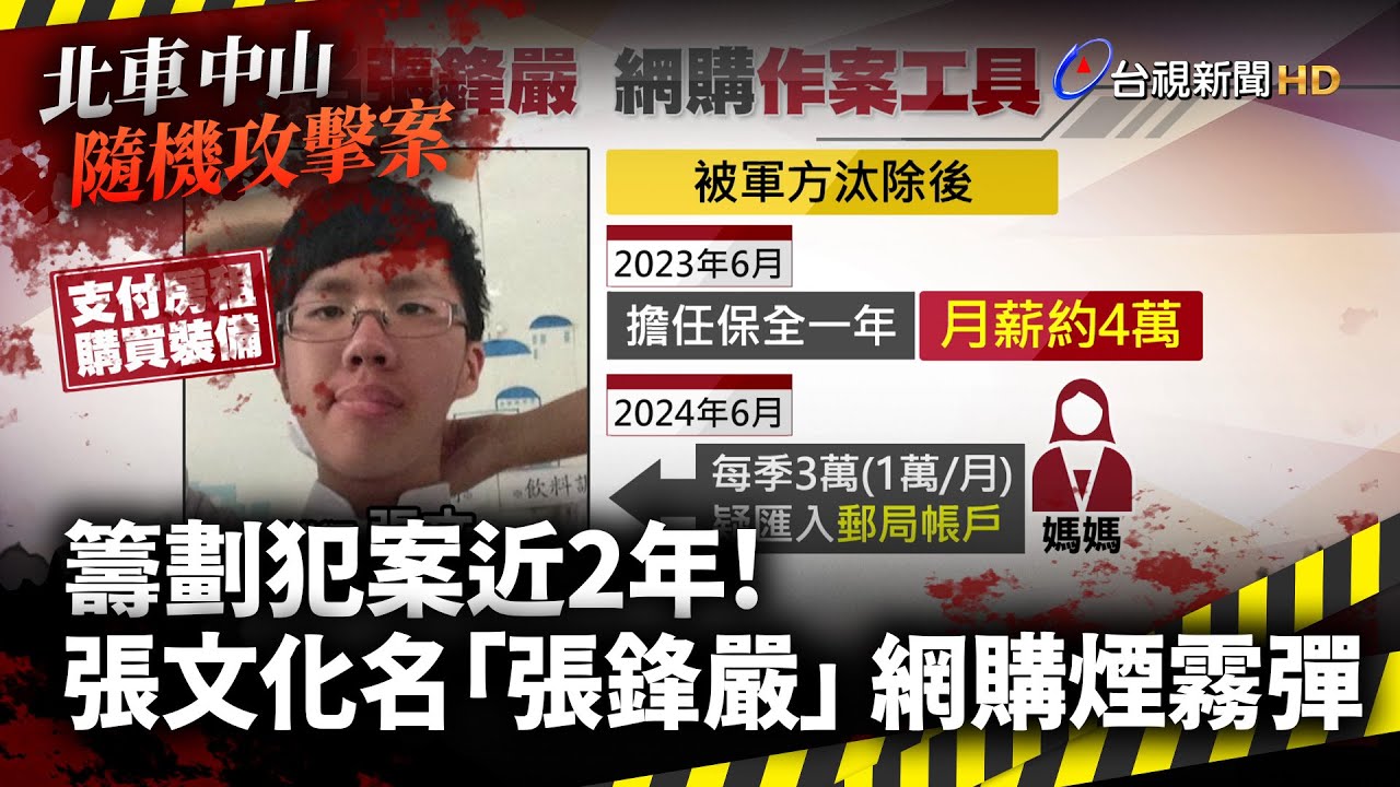 籌劃犯案近2年！張文化名「張鋒嚴」 網購煙霧彈