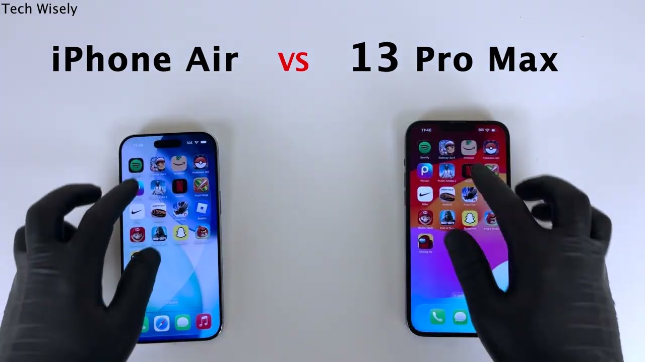 Сравнение скорости iPhone Air и 13 Pro Max — тест