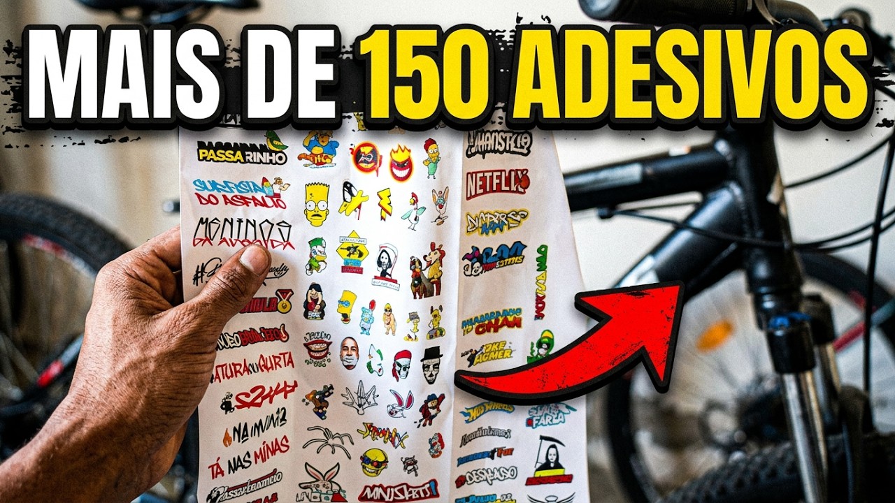 VOU COLOCAR MAIS DE 150 ADESIVOS NO QUADRO DA MOTORIZADA MONTADINHA ARO 24