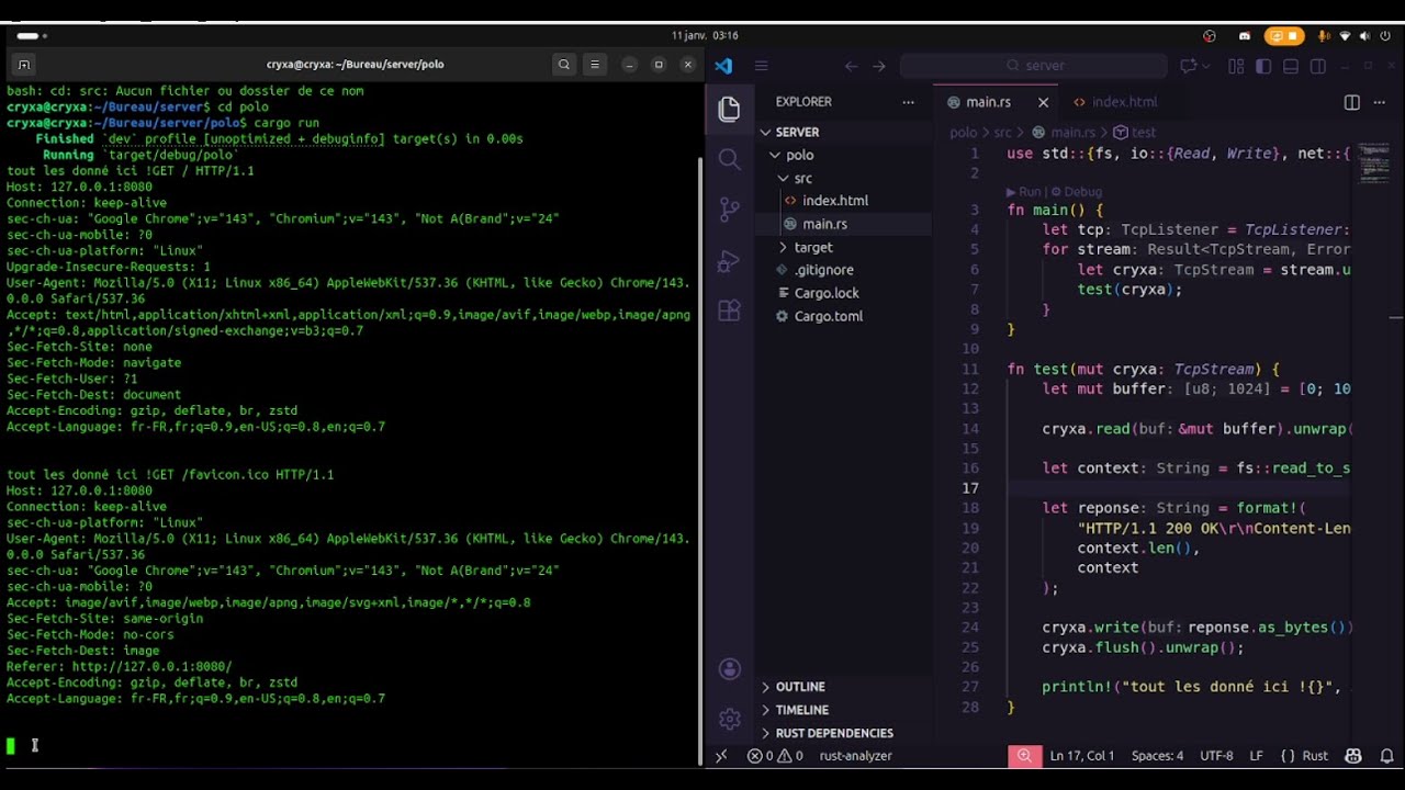 How To create web server in Rust Linux