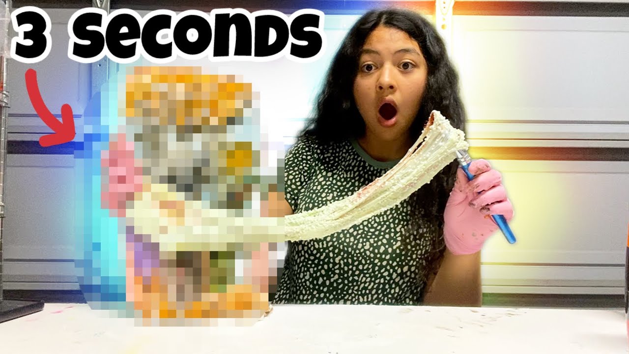 3 Second Vs. 30 Second Vs. 30 Minute Slime Painting Challenge 🎨😱!