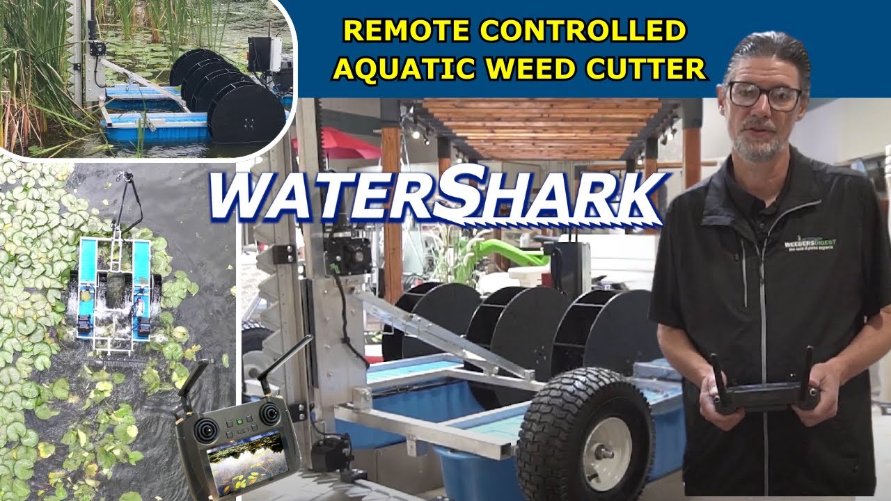 Remote Controlled Aquatic Weed Cutter Harvester | Specs & Operation Overview Video - WaterShark
