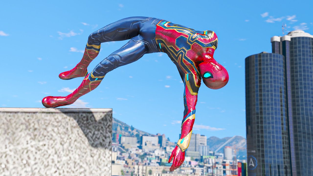 GTA 5 Iron Spiderman Falling off Highest Buildings - Episode 15 (Euphoria Ragdolls)
