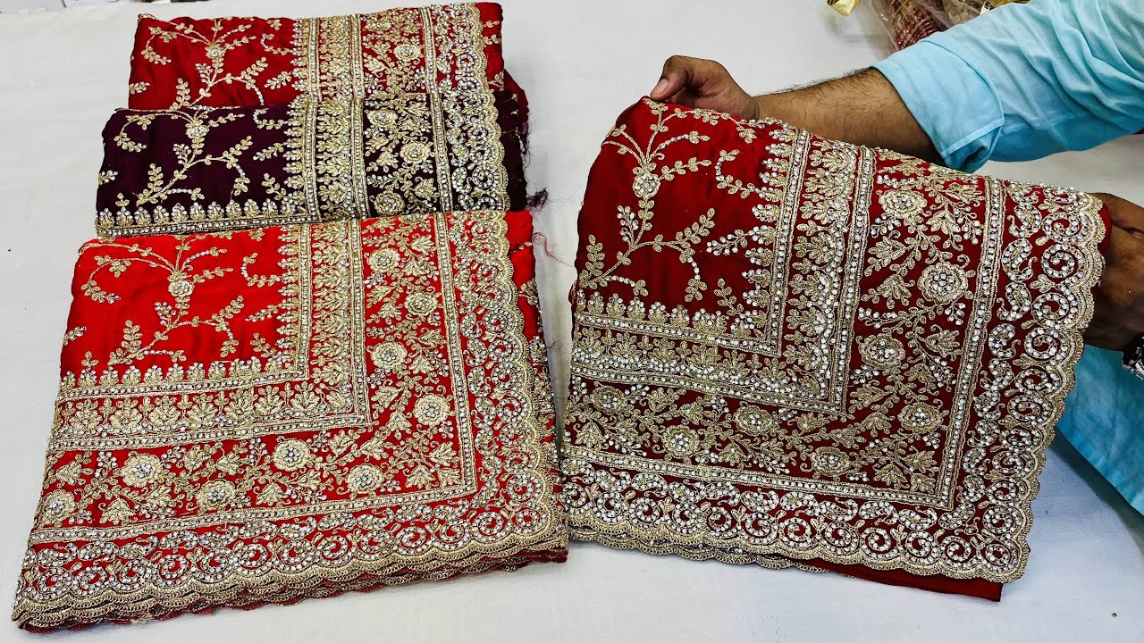 Exclusive Bridal Saree With Heavy Stone Work বিয়ের শাড়ি দাম Bridal Saree | Wedding Wear Chiffon Sari