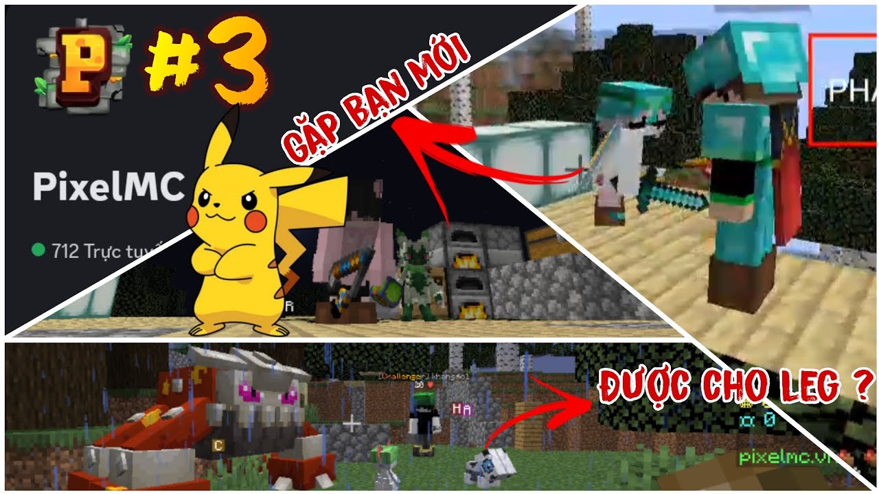 Minecraft - Mèo gặp bạn mới bất ngờ được cho leg - Cobblemon pixelmc.vn tập 3 #cobblemon #minecraft 
