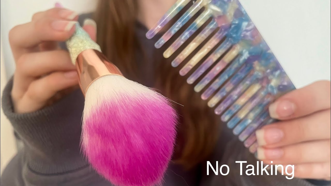 ASMR Applying your makeup | actual camera touching | camera combing | hair brushing | lo-fi