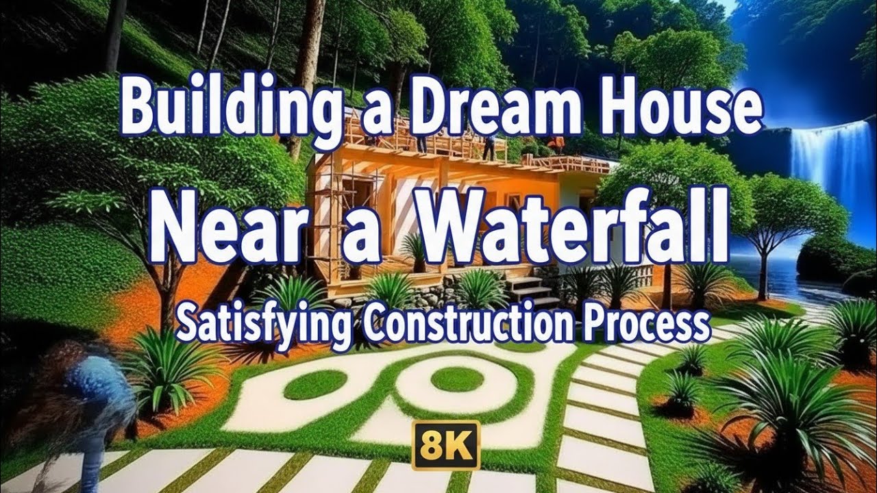 Building a Dream House Near a Waterfall - Satisfying Construction Process