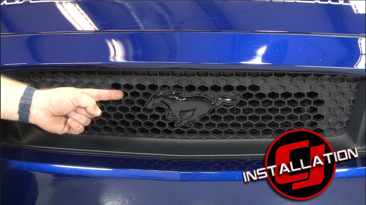 2015-2023 Mustang Ford Grille Emblem Running Pony Black Installation