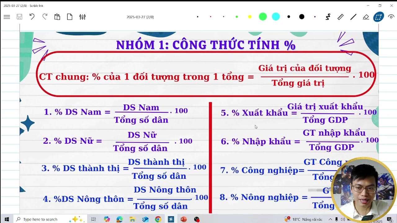 NHÓM CT 1 - CÁC BÀI TÍNH TOÁN TÍNH PHẦN TRĂM - THI ĐỊA LÍ THPT QG - ÔN THI ĐỊA LÍ THẦN TỐC 2025