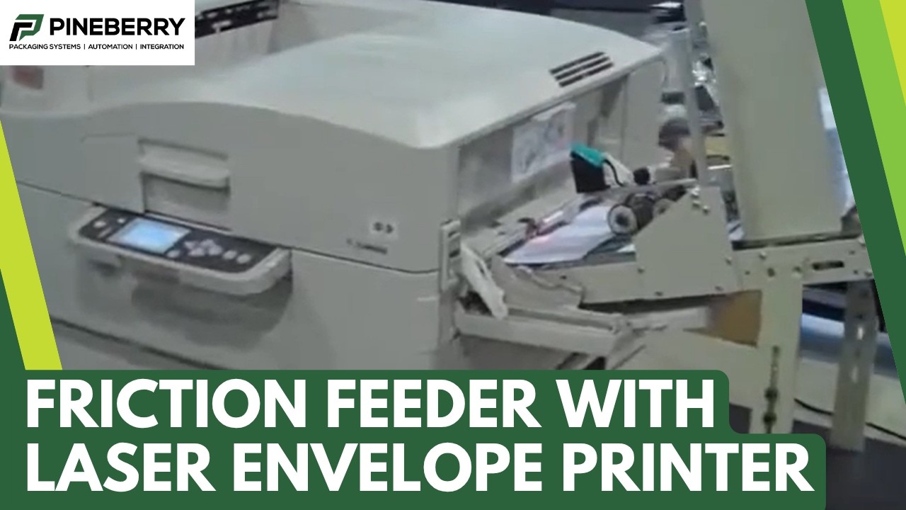 Friction Feeder Integrated with Laser Envelope Printer. Digital Envelope Press