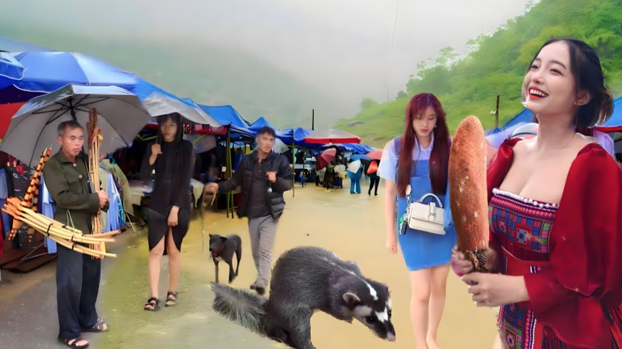 CHỢ PHIÊN NHỮNG NGÀY GẦN TẾT MƯA GIÓ NHƯNG CHỢ VẪN ĐÔNG