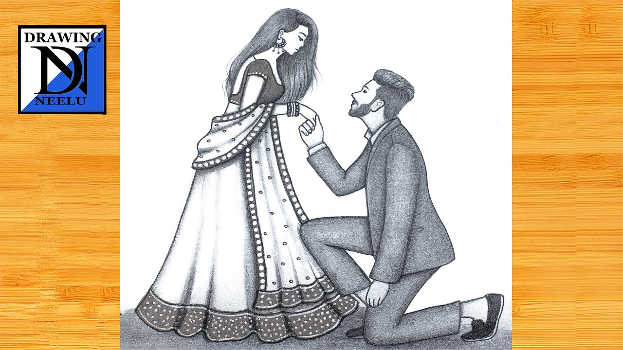 How to draw a Cute Couple Propose || Pencil sketch for beginner || Couple drawing || Drawing sketch
