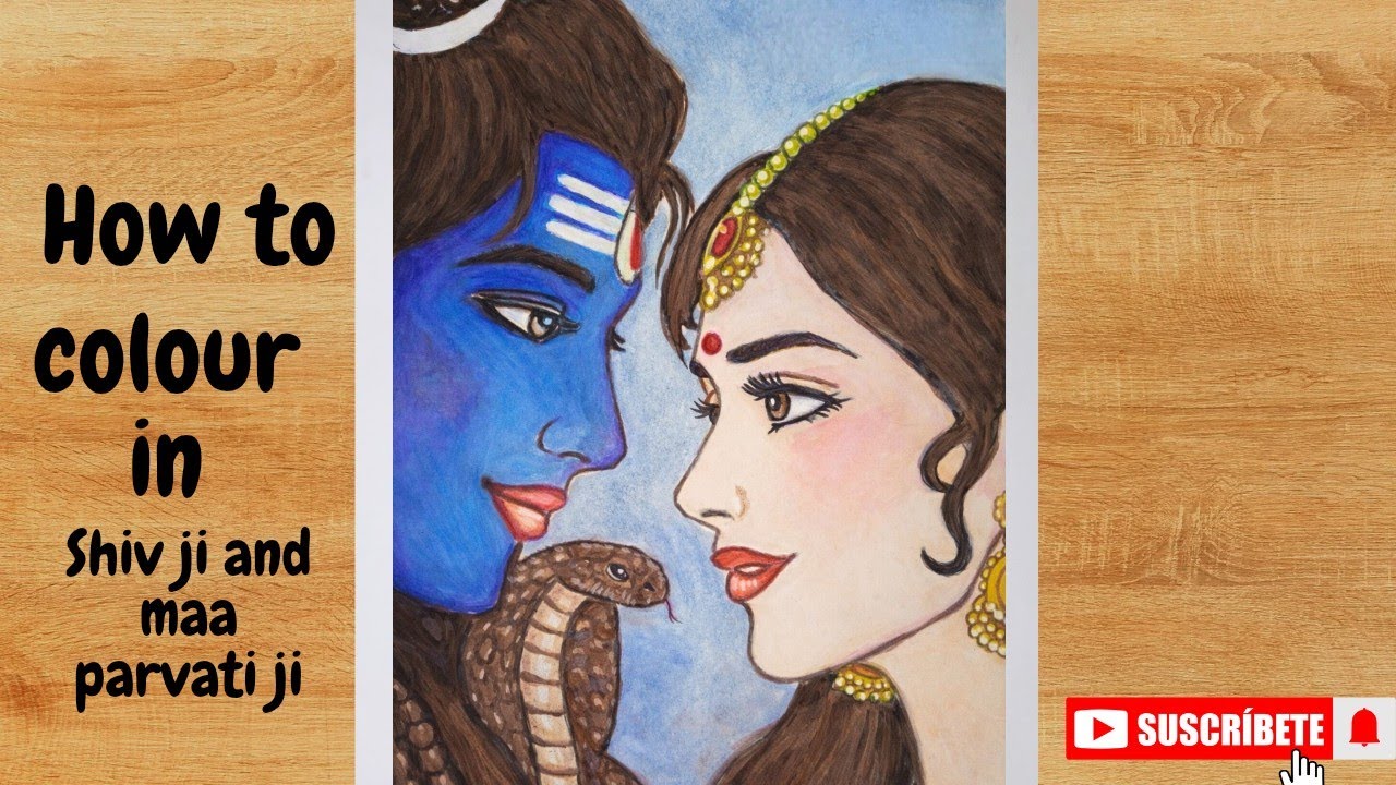 How to Colour Shiv Ji and Maa Parvati ji Drawing (step by step) with watercolor🔱🙏 Mahashivratri art🎨